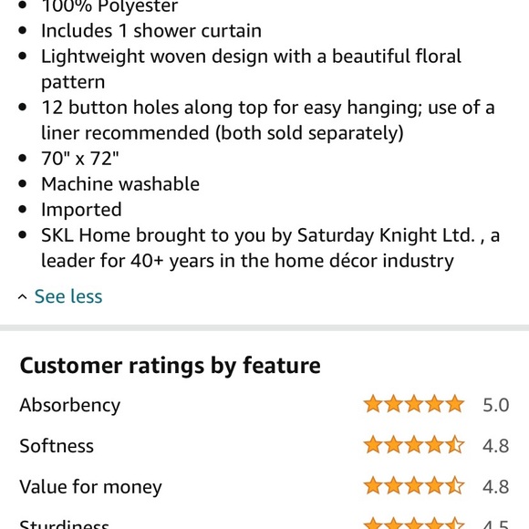 SKL Home Holland Floral Shower Curtain - Picture 5 of 5